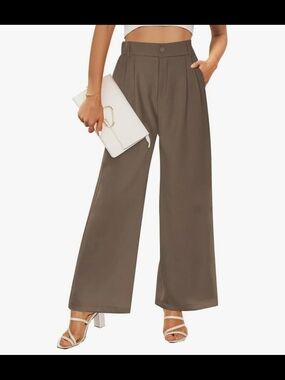 High-Rise Wide Leg Pants in Mocha